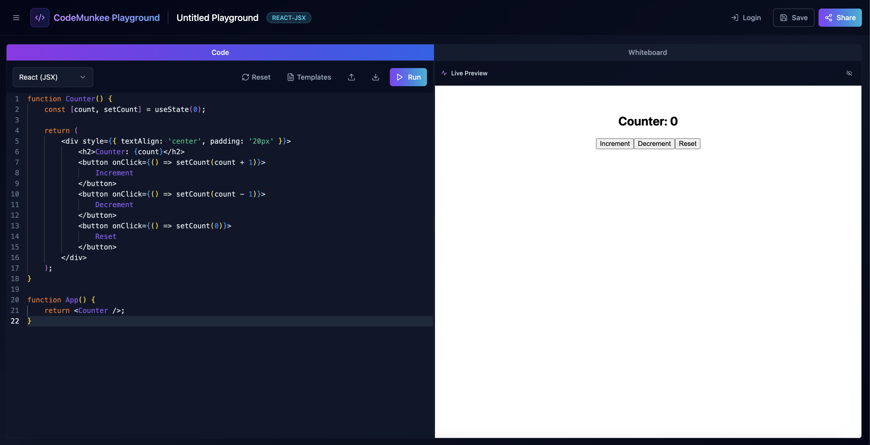 Live Code Playground